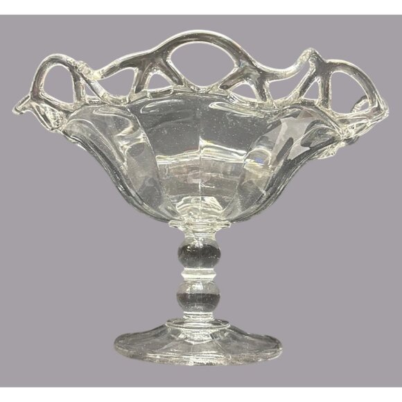 Vtg Imperial Glass Crocheted Edge Crystal Epergne Centerpiece Elegant Design 11" - Picture 4 of 7